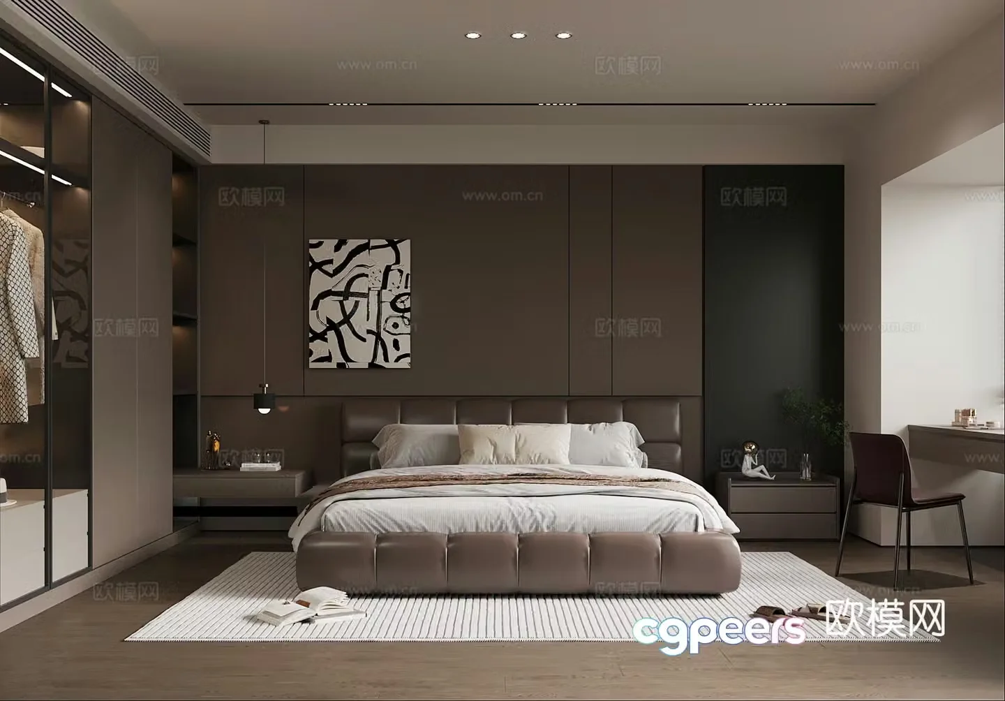 Italian bedroom double bed 3d model