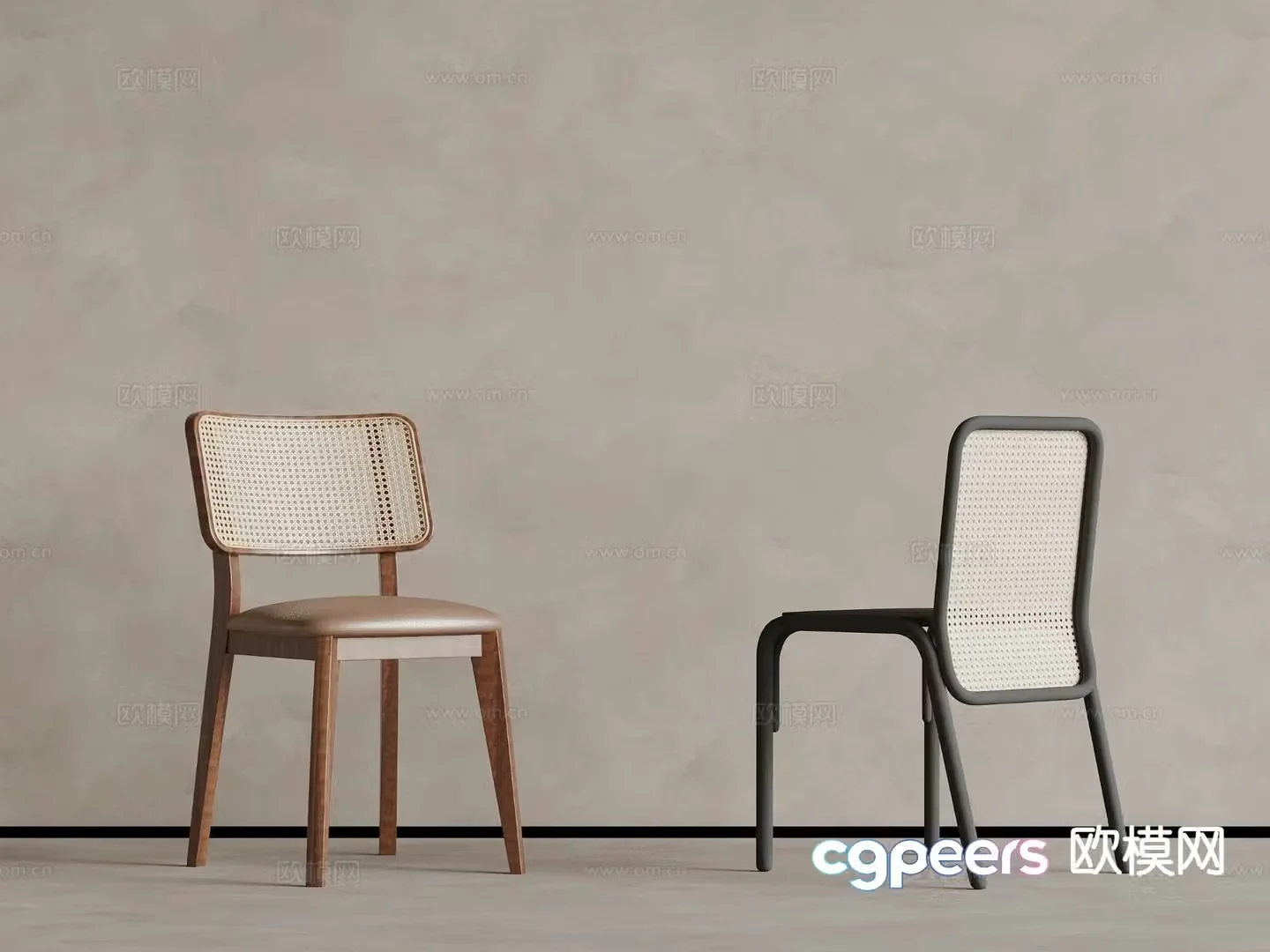 Wabi-sabi rattan chair dining chair leisure chair 3D model