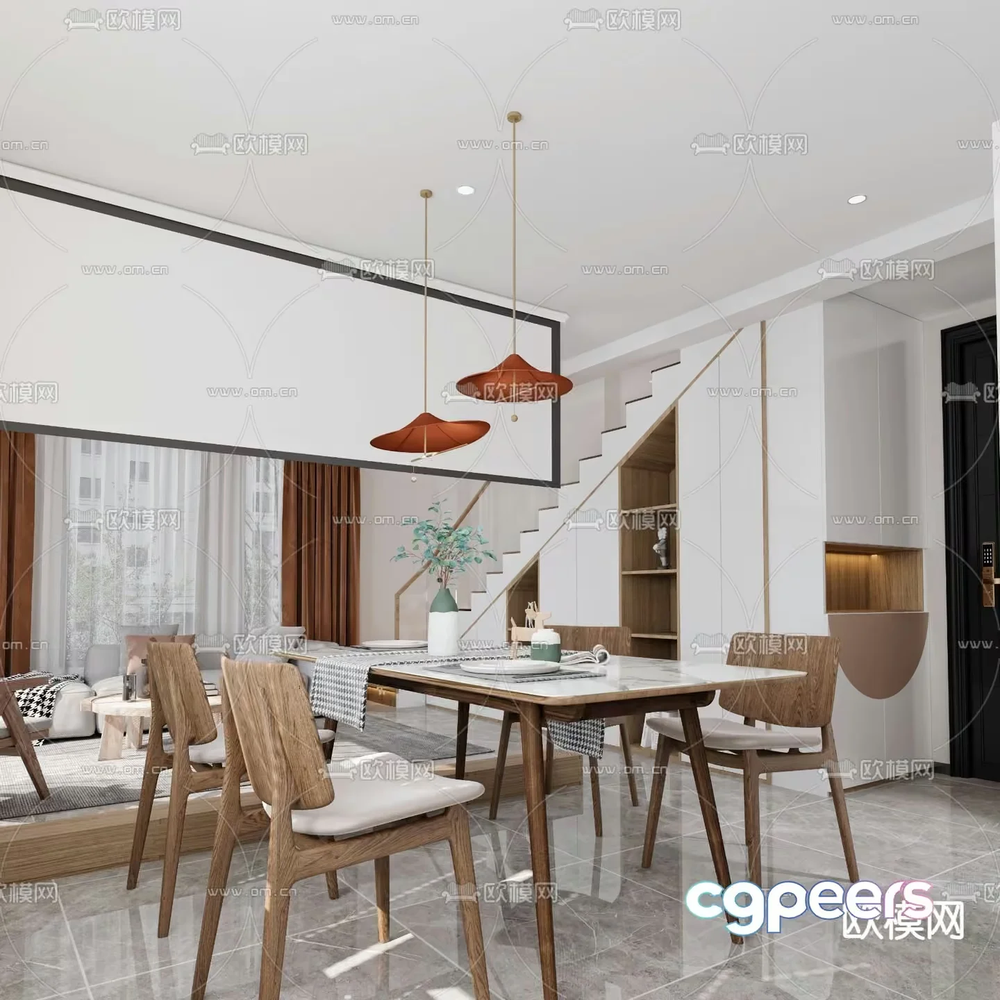 Modern Dining Room 3D Model – 18453 – CORONA Render
