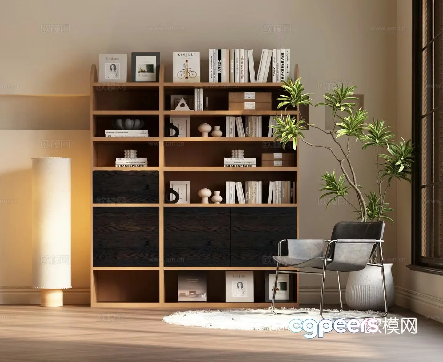 Modern bookcase Modern medieval bookcase Modern retro bookcase 3d model