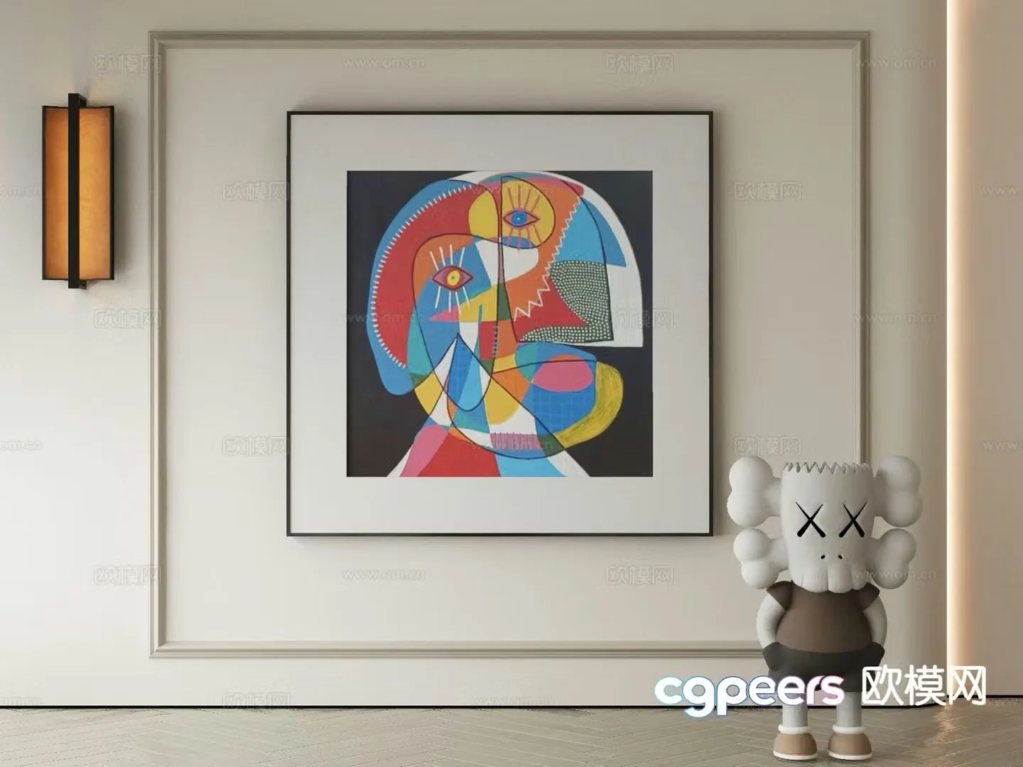 Modern abstract painting decorative painting 3d model
