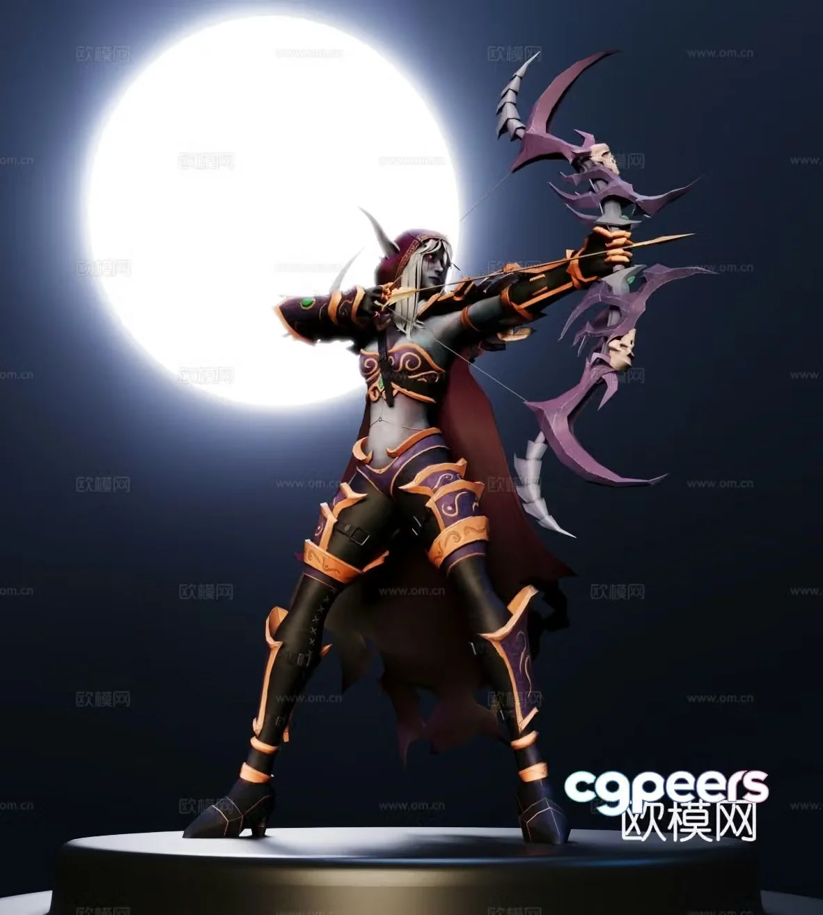 High-precision figure 2D Sylvanas 3D model