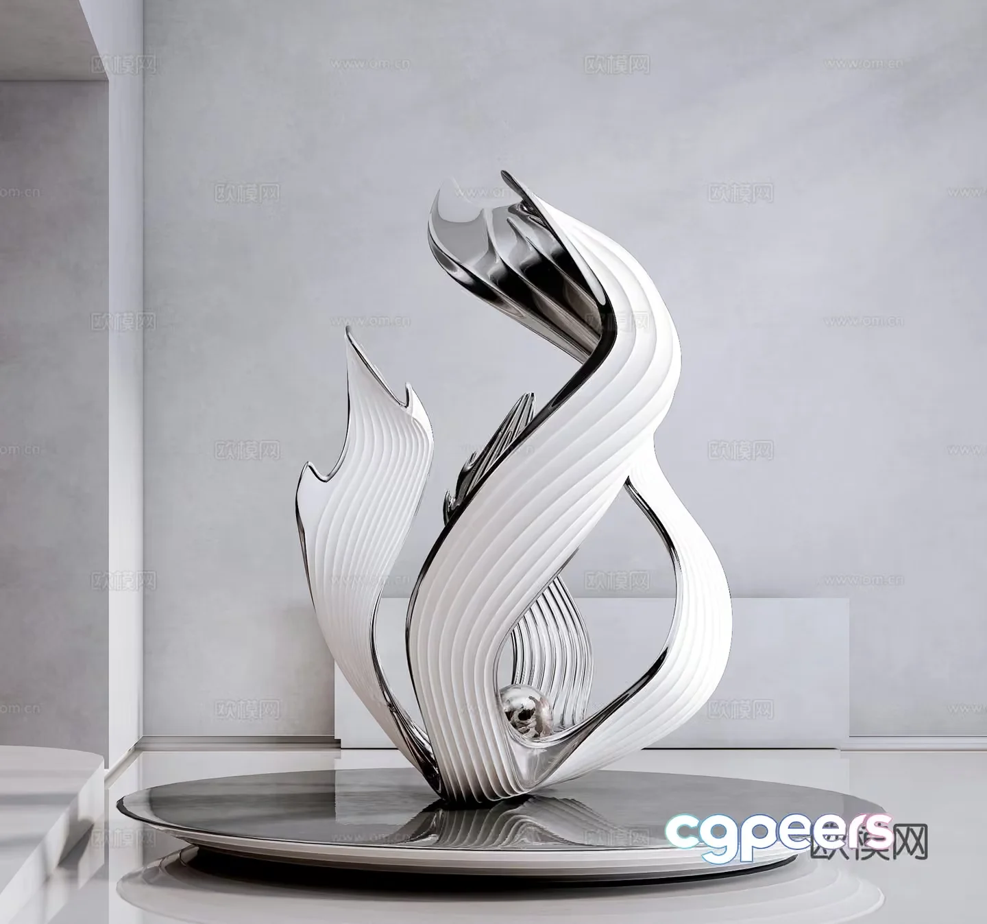 Modern Metal Sculpture 3D Model – 19540 – VRAY Render