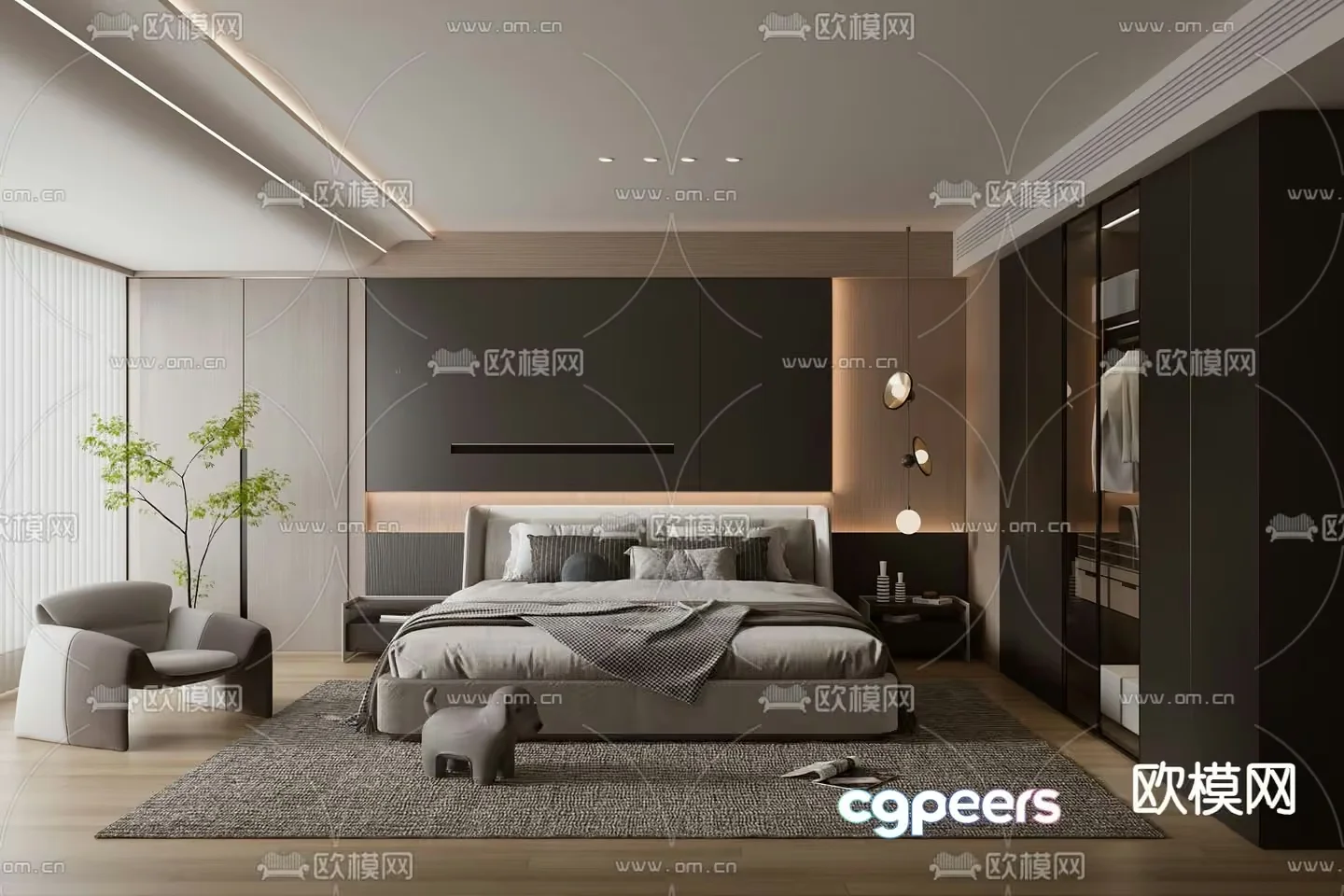 Modern Bedroom 3D Model – 16780 – VRAY Render