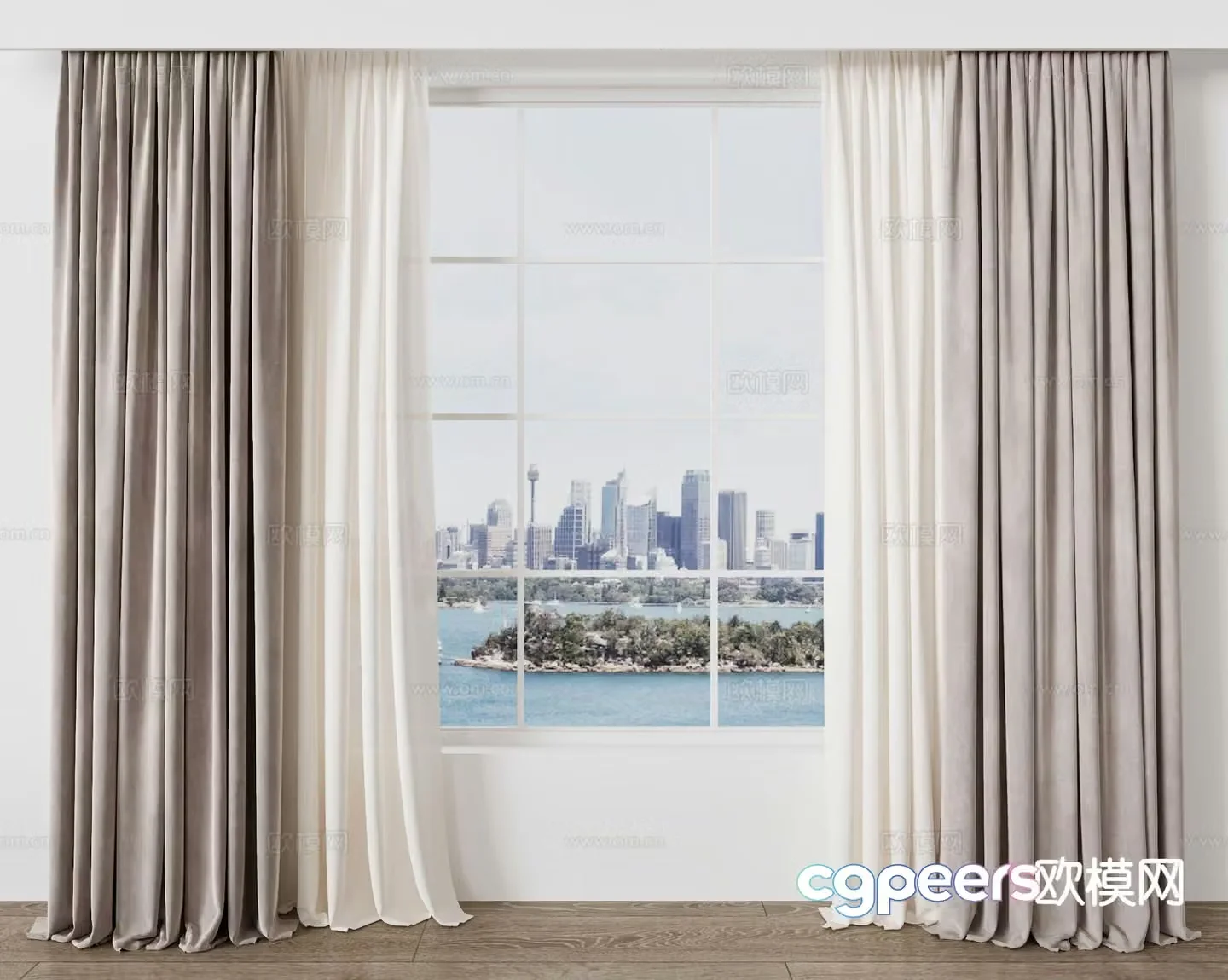 Plain curtain gauze curtain 3d model