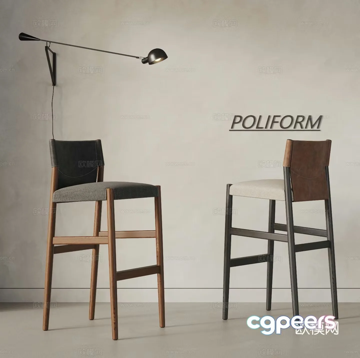 Modern bar chair combination leather bar chair solid wood bar chair bar stool bar chair medieval style bar chair 3D model