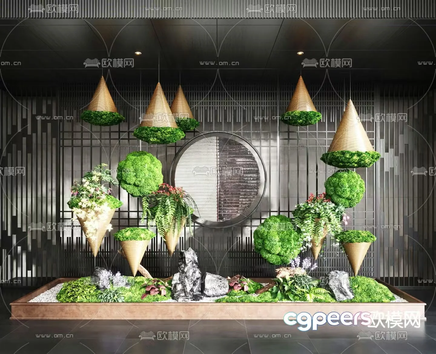 Indoor landscaping moss landscaping 3d model