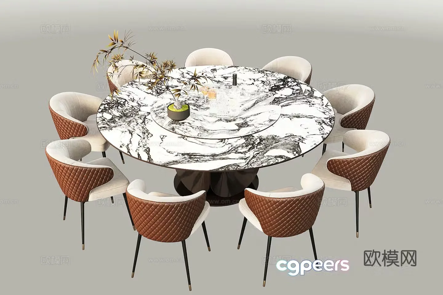 Modern dining table and chairs Modern dining seat combination Private dining table and chairs Dining table 3D model