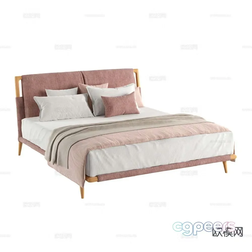 Nordic double bed 3d model