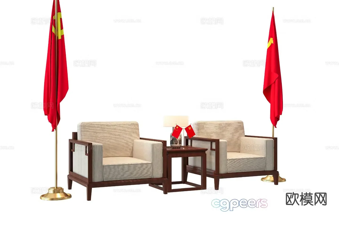 New Chinese style reception room sofa VIP sofa 3d model