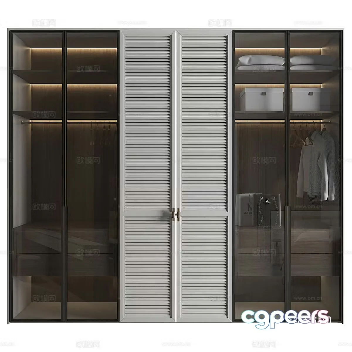 Modern Italian minimalist glass wardrobe 3d model