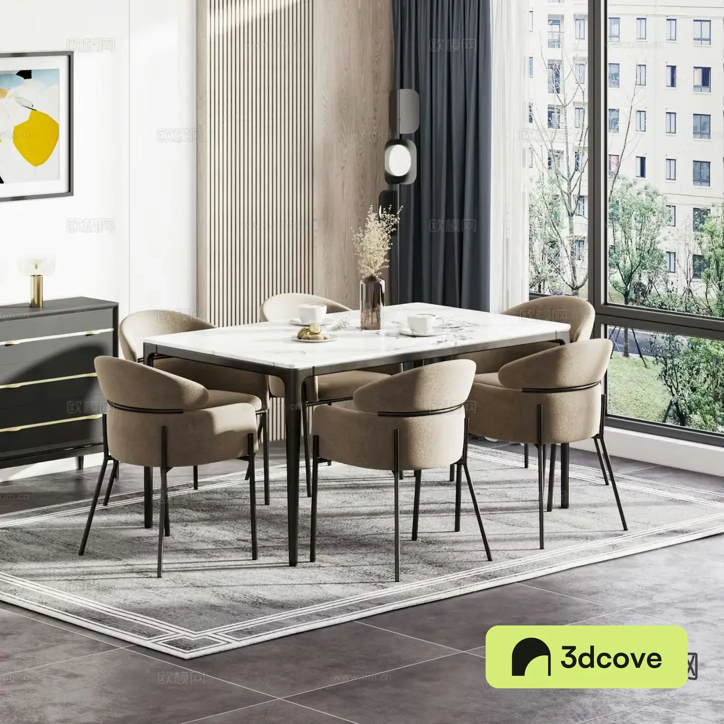 Modern dining table and chairs