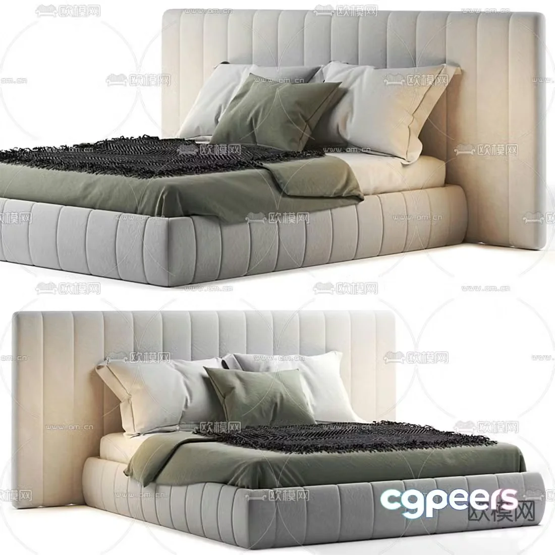 Meridiani modern fabric double bed 3d model