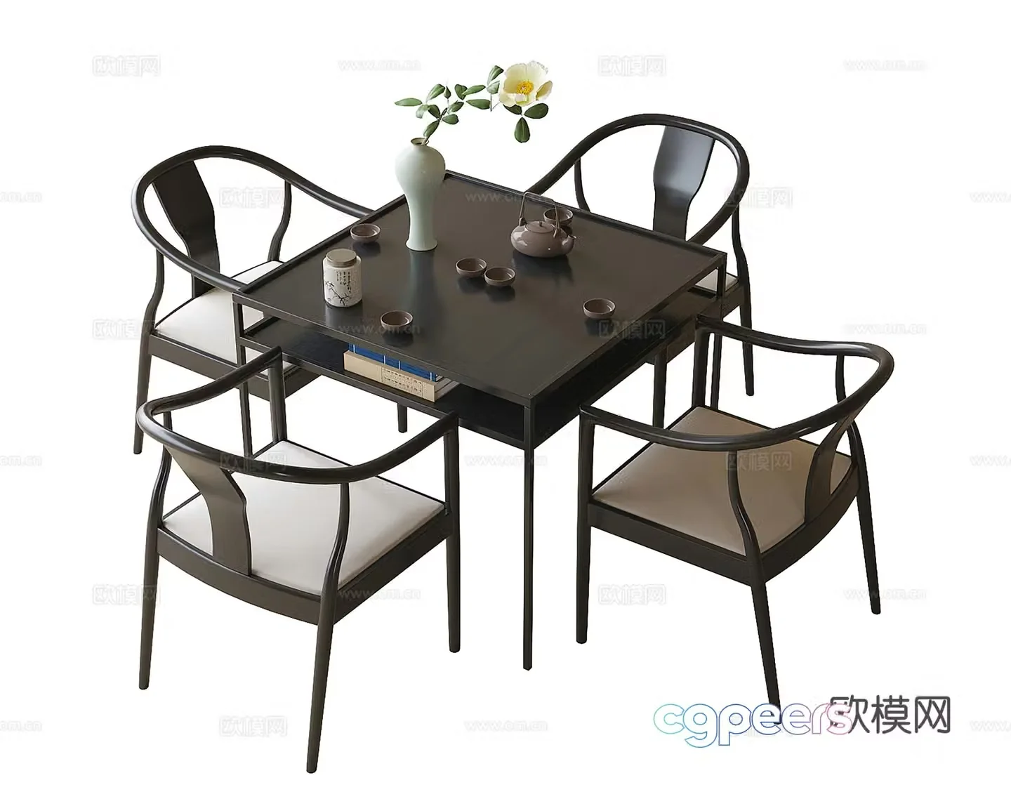 Chinese tea table and chair combination tea chair tea table 3D model