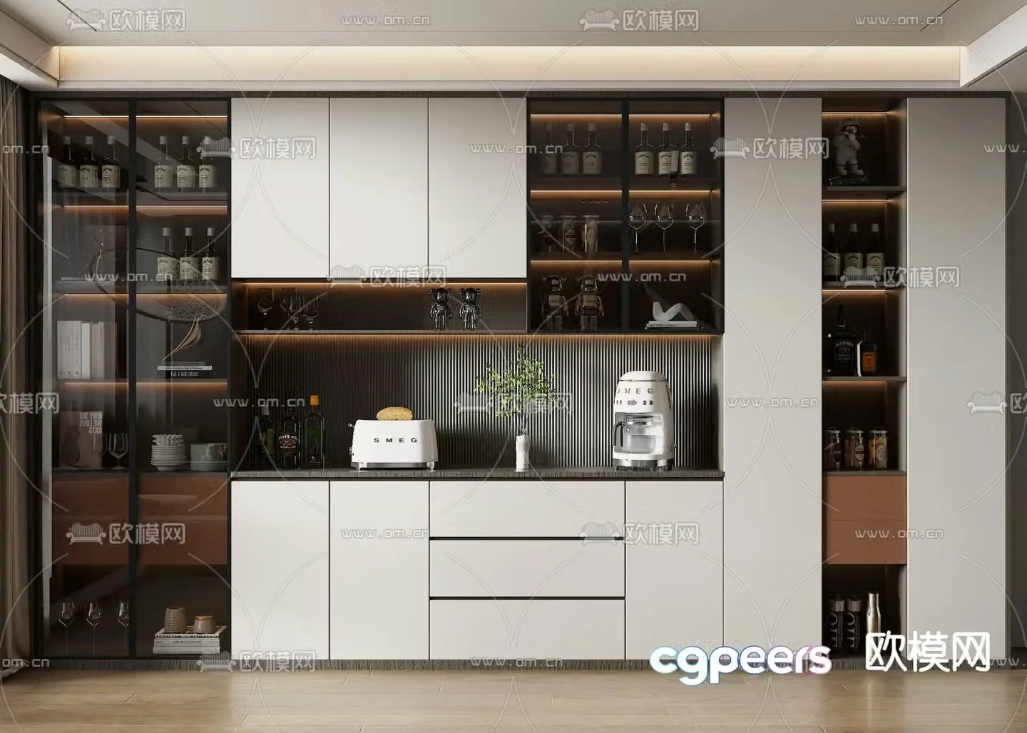Modern wine cabinet sideboard 3D model