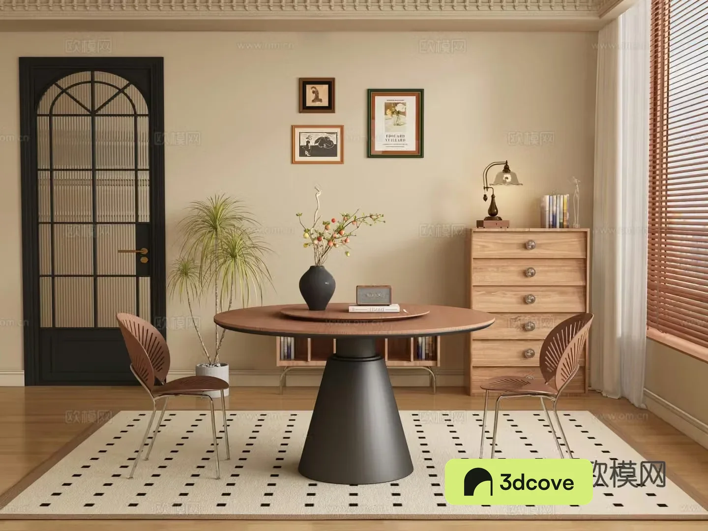 Medieval style round dining table and chairs