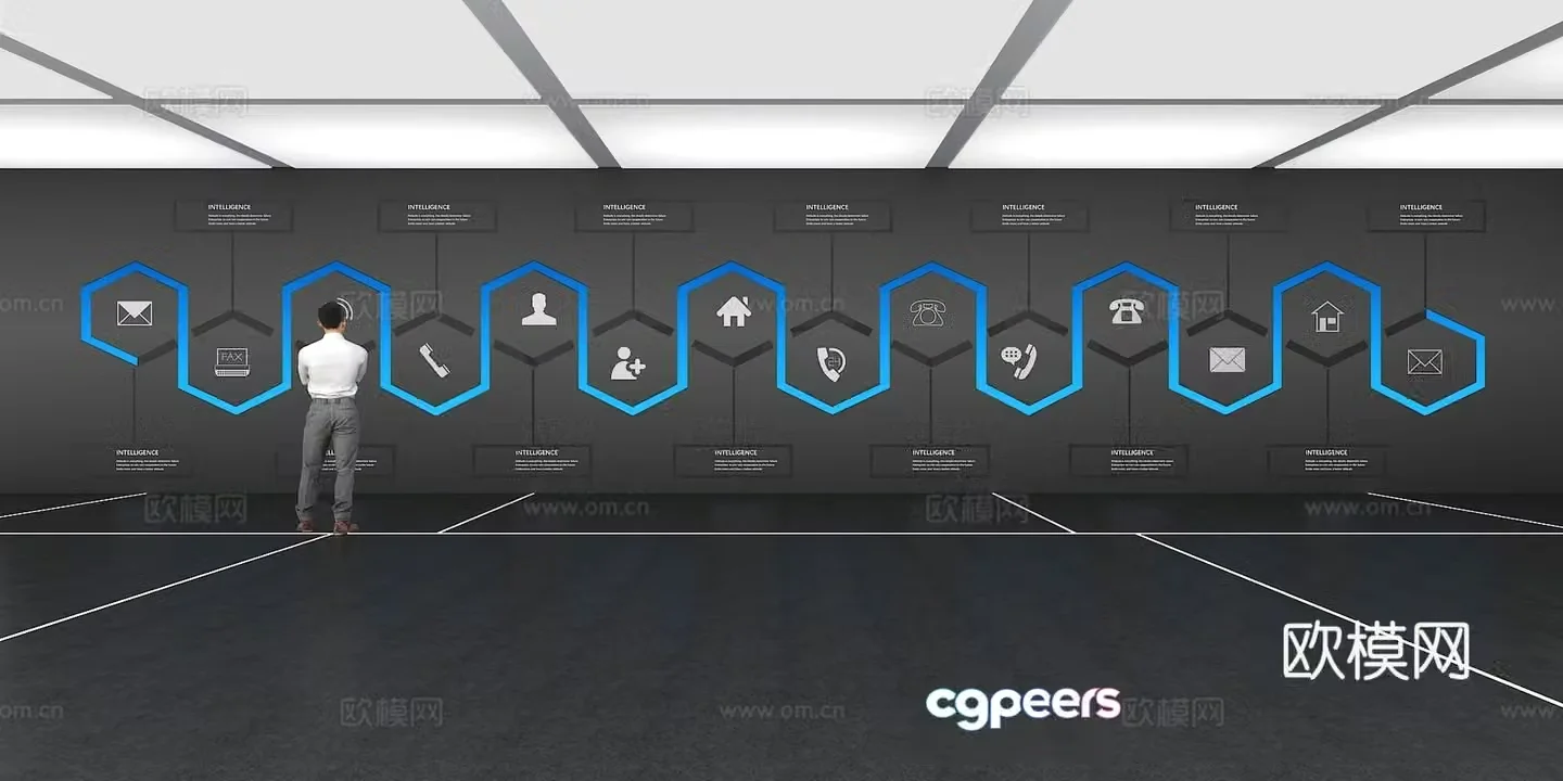 Cultural wall Corporate culture wall Display wall Theme wall Exhibition hall Campus culture Corridor 3D model