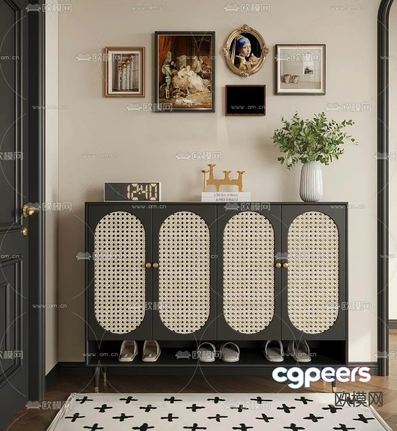French shoe cabinet Entrance shoe cabinet 3D model
