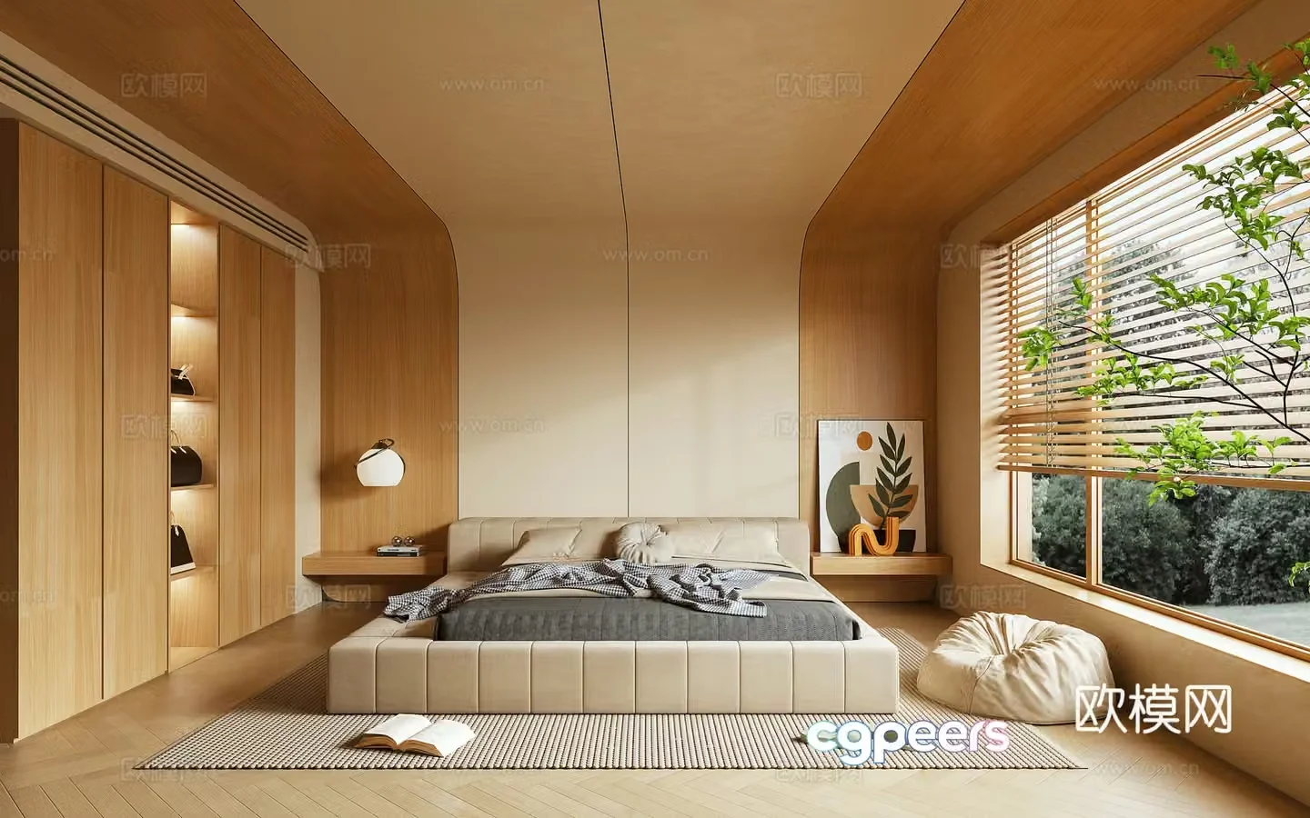 Bedroom Double Bed Ornament 3D Model