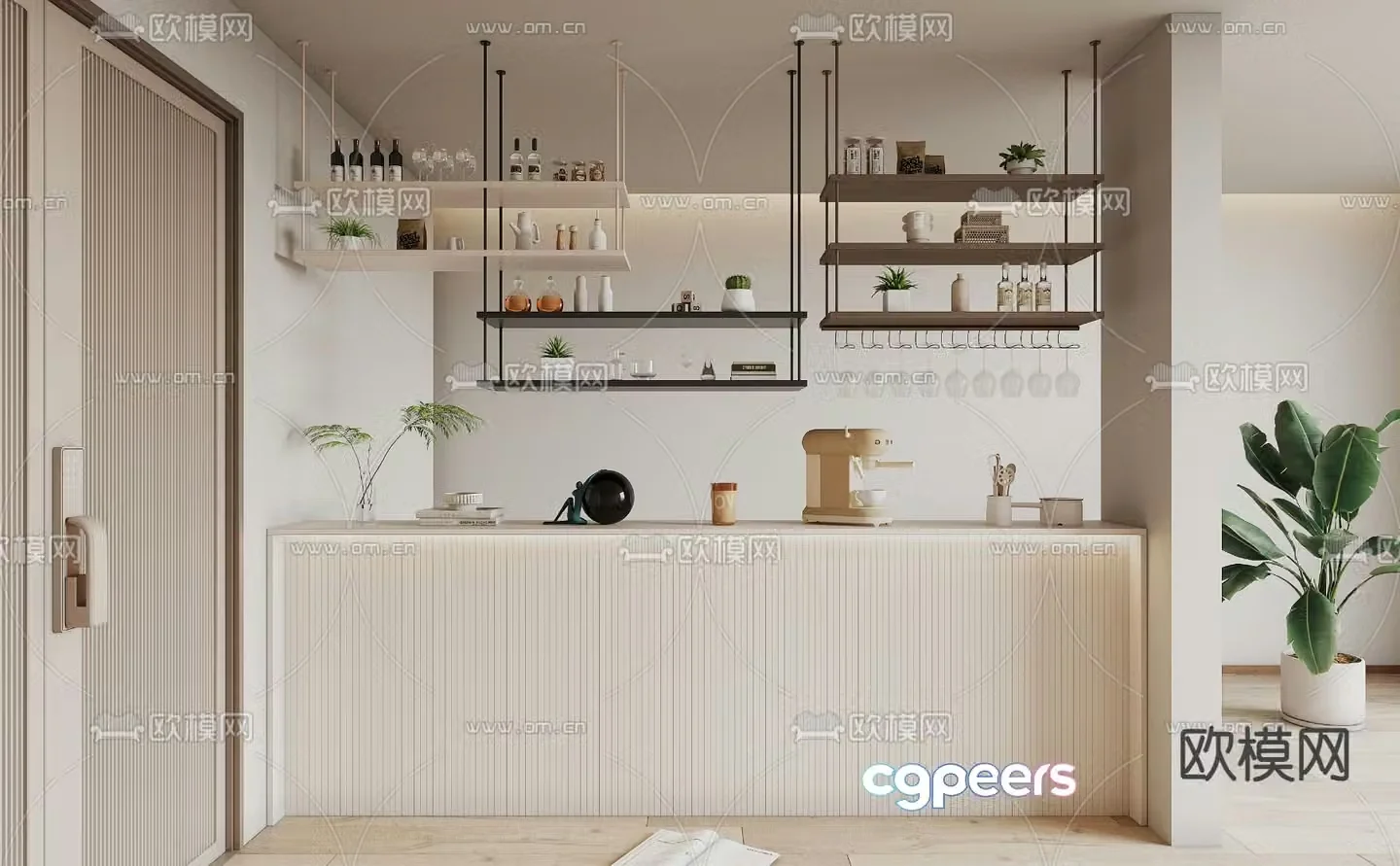 Creamy wind hanging cabinet hanging rack display rack 3d model