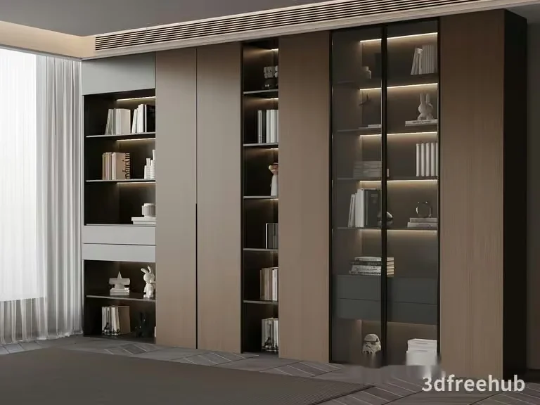 Modern Bookcase 3D Model – 22046 – VRAY Render