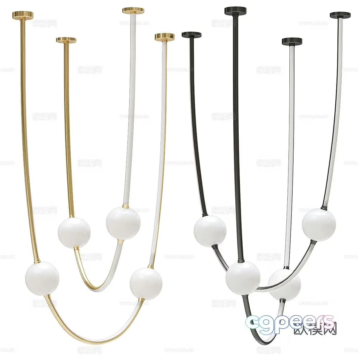 Modern Italian light luxury linear decorative chandelier 3d model