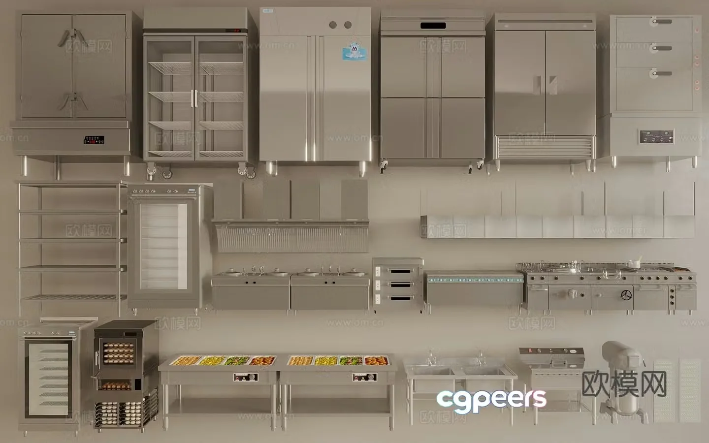 Modern kitchen equipment kitchen countertop stainless steel kitchen utensils kitchen equipment refrigerated cabinet 3D model