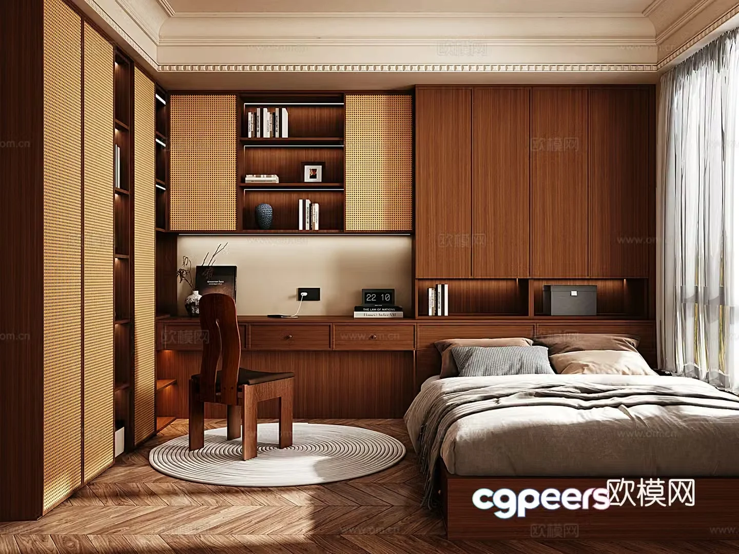 Retro style medieval style tatami bedroom Song style tatami bedroom Zen tatami bedroom 3D model