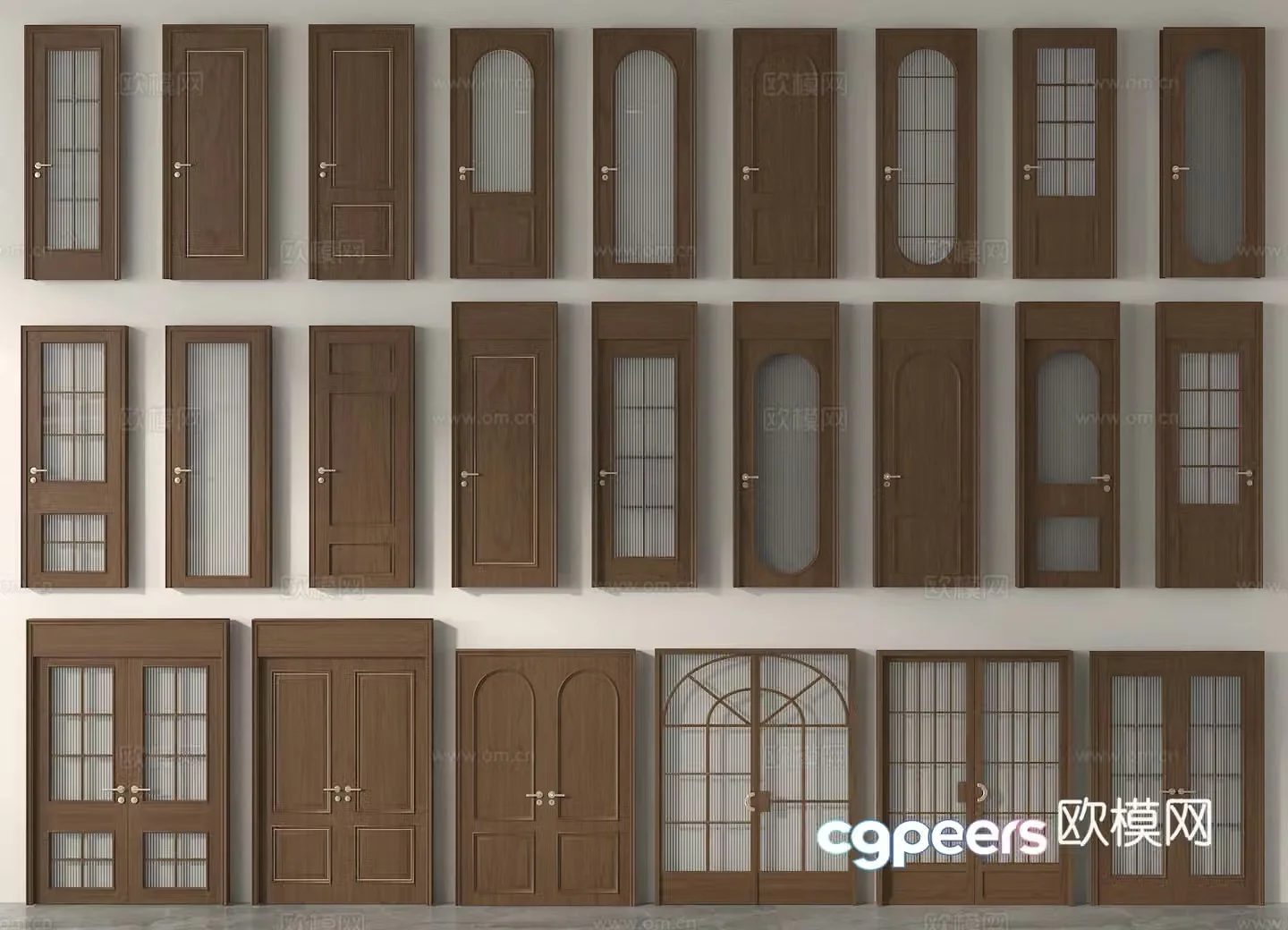 Single-open door Double-open door Sliding door Glass door Bathroom door 3D model