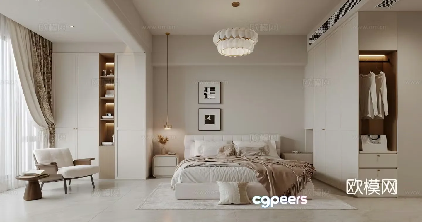 Modern bedroom Cream bedroom 3d model