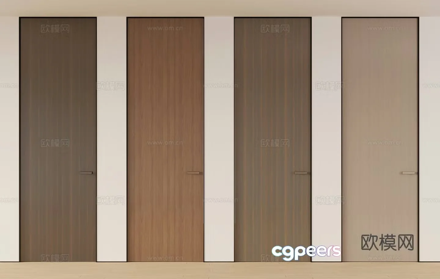 New Chinese style single door door narrow frame door invisible door 3d model