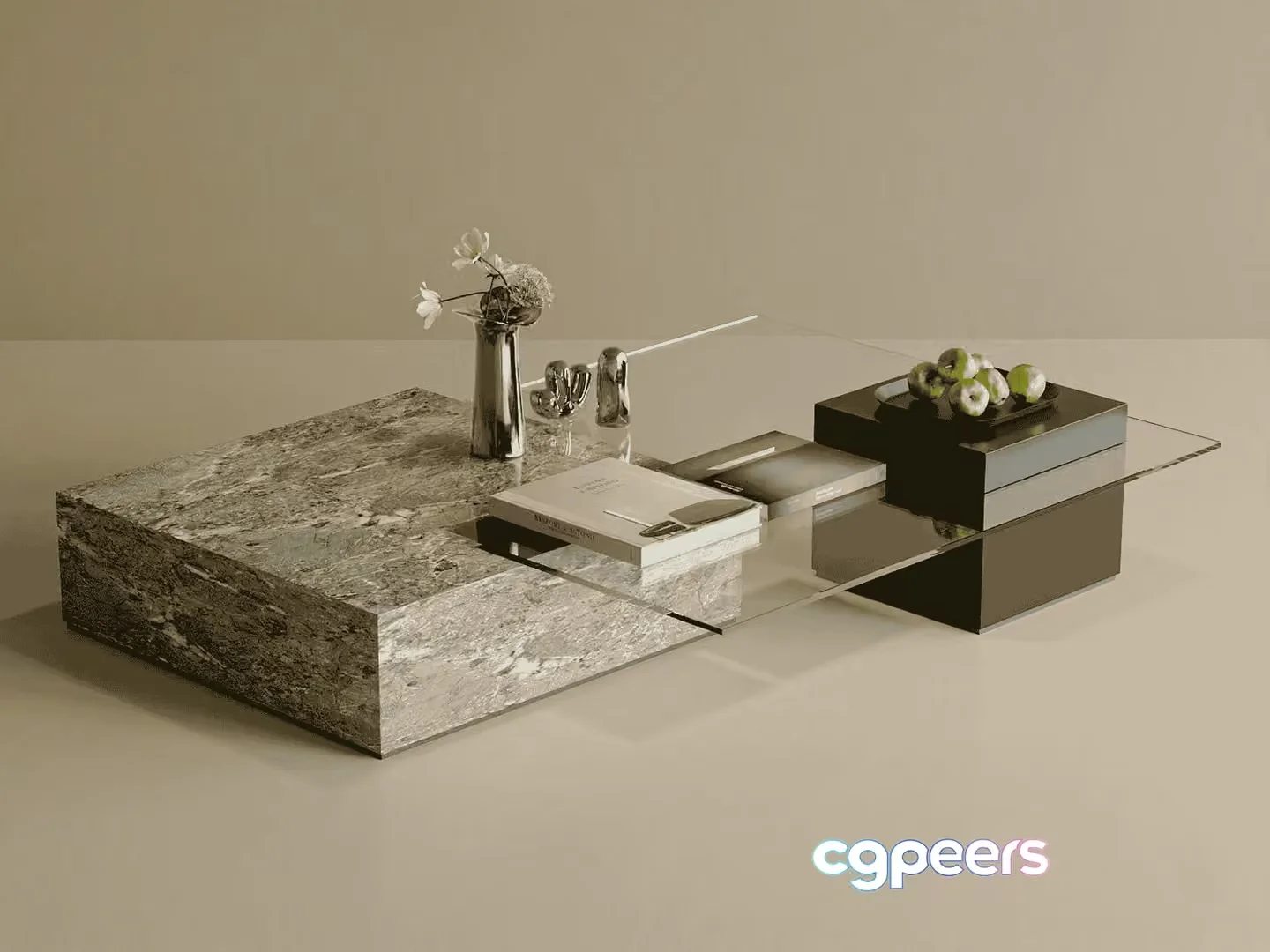 Modern Glass Coffee Table 3D Model – 18315 – VRAY Render
