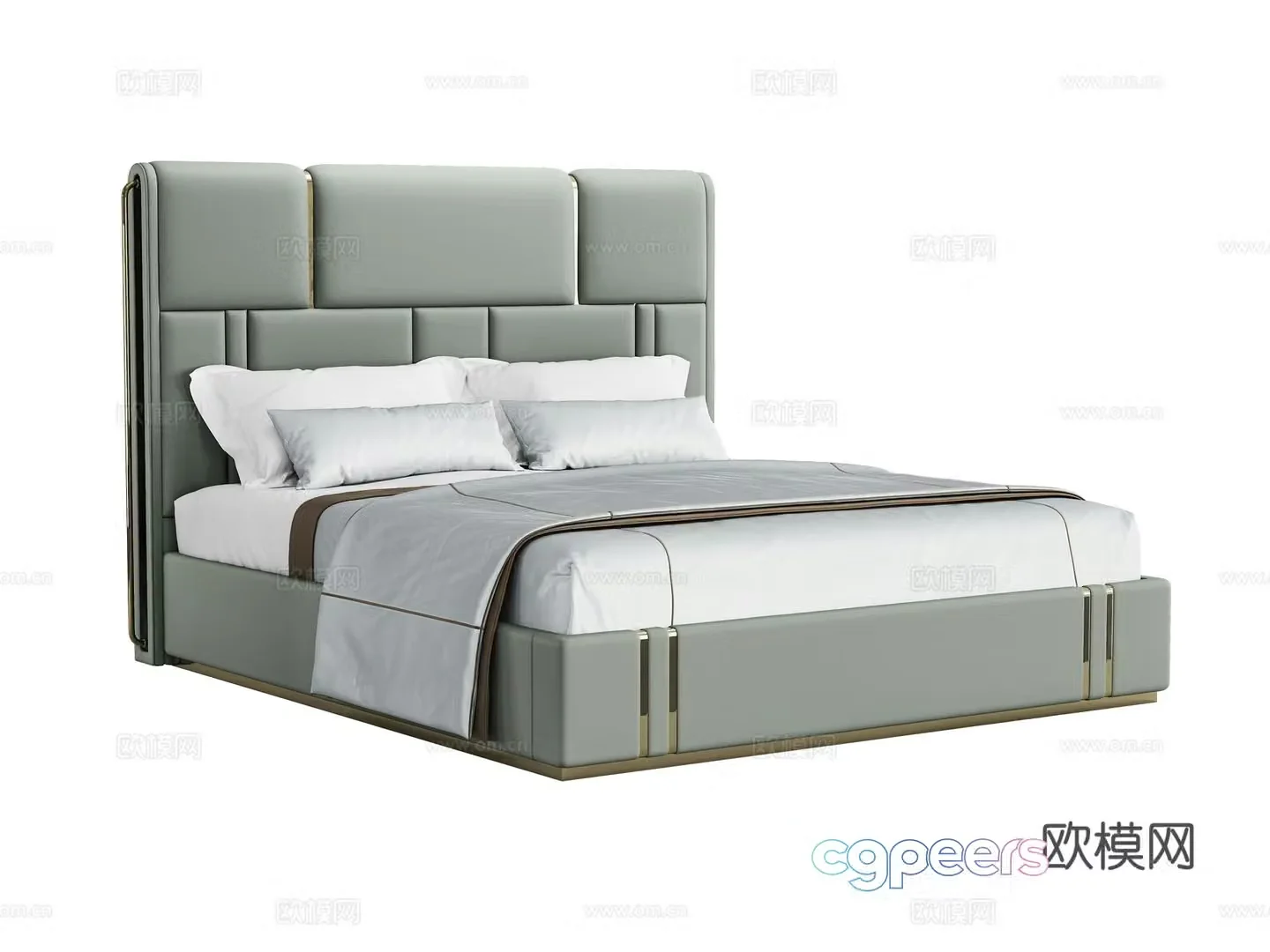 Light luxury double bed 3D model
