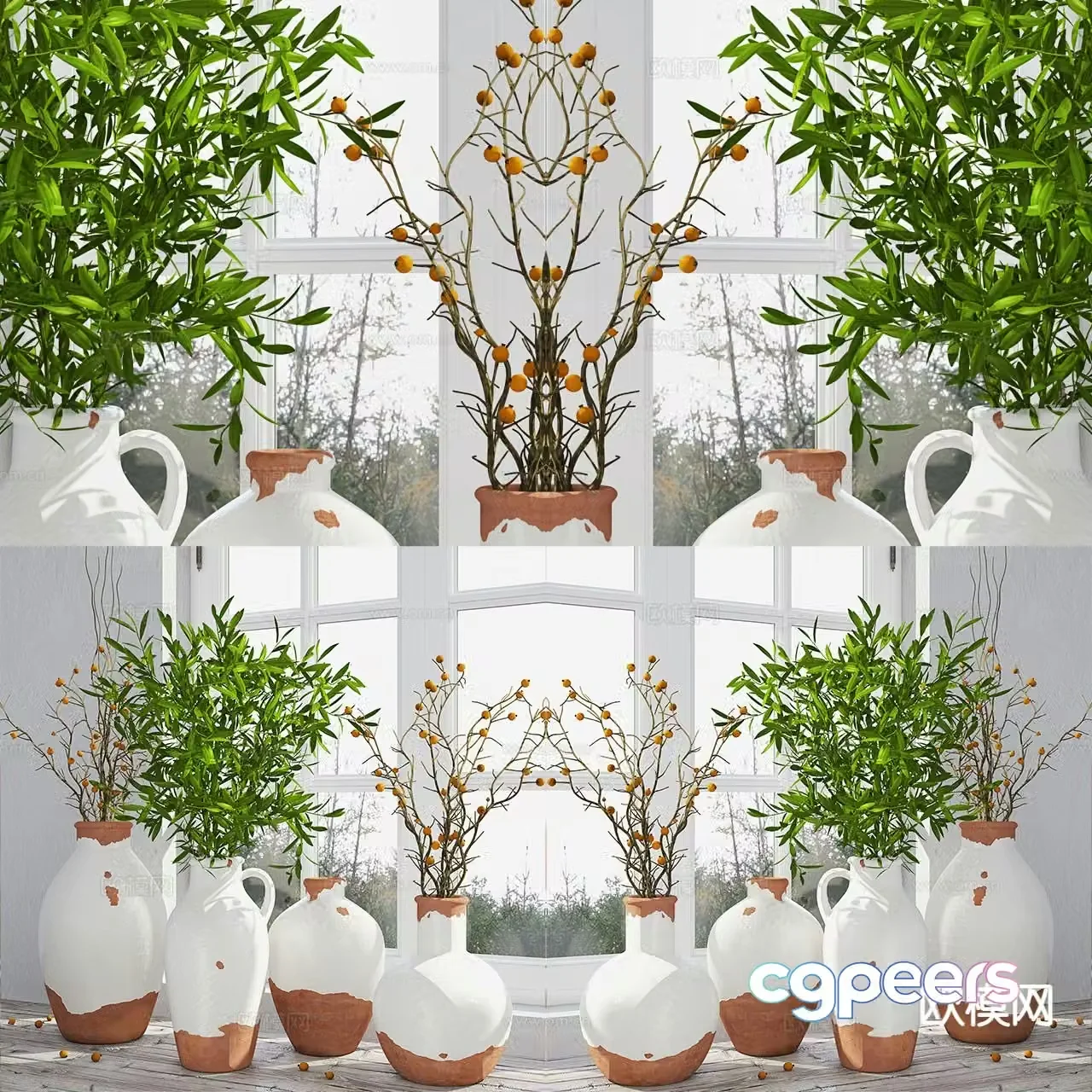 Decoration vase arrangement 3d model