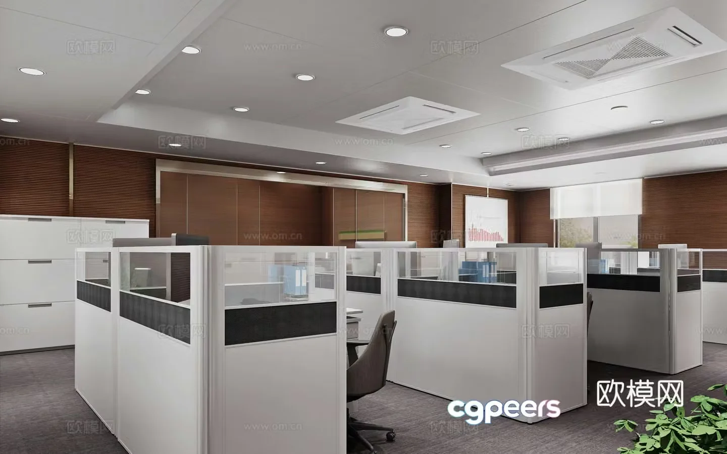 Modern public office office area 3d model