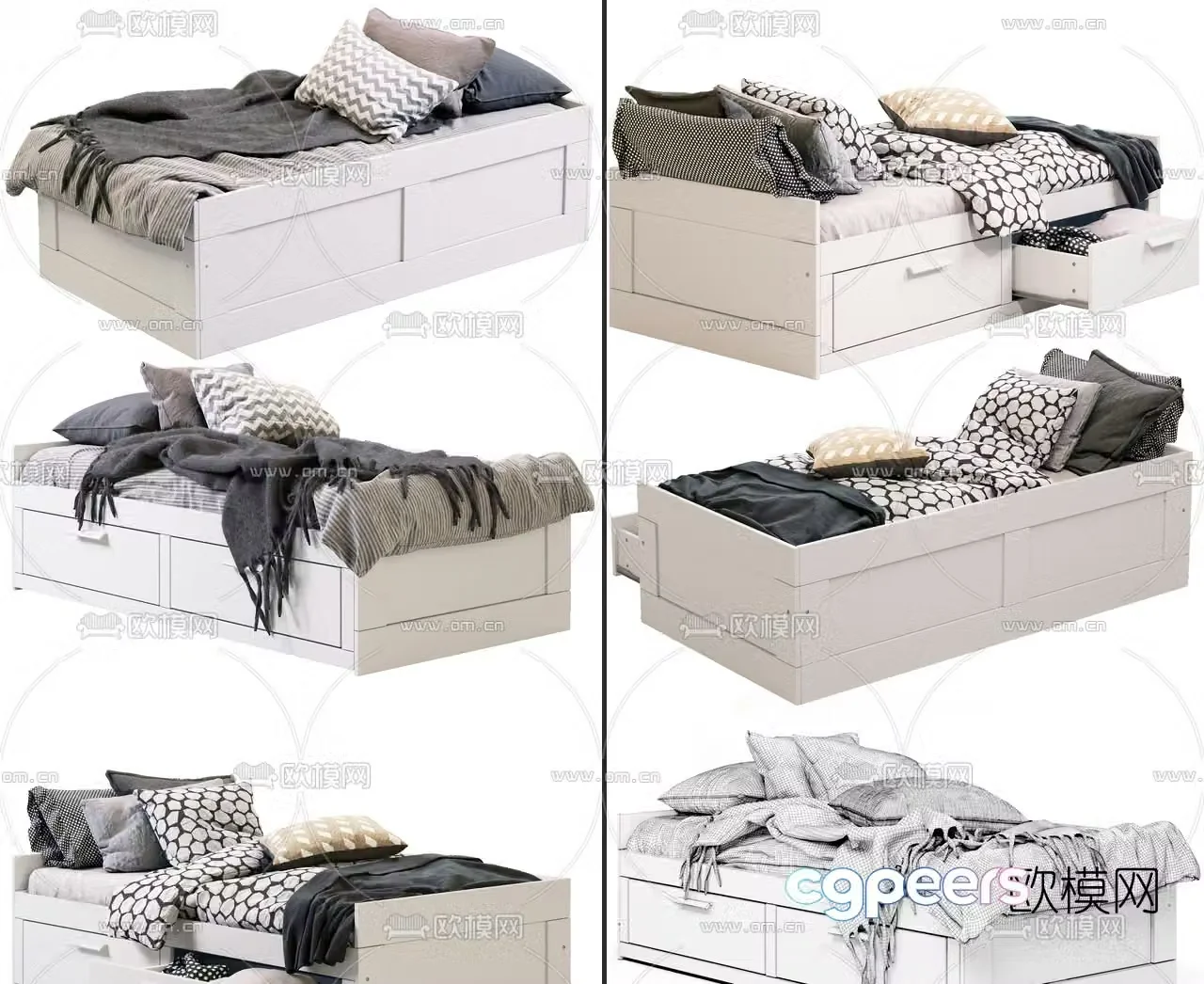 Modern tatami children’s bed single bed 3d model