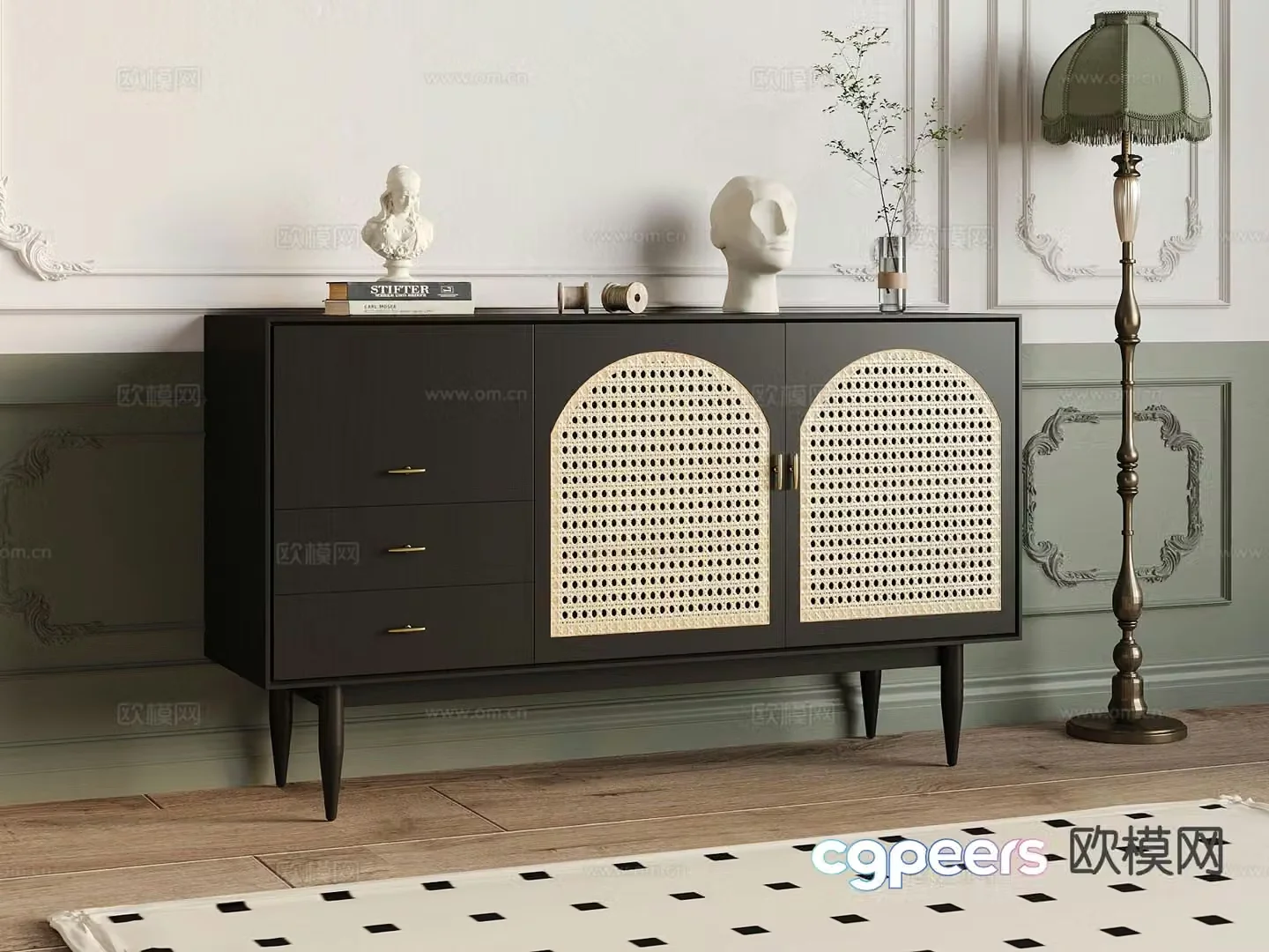 French side cabinet entrance cabinet 3d model