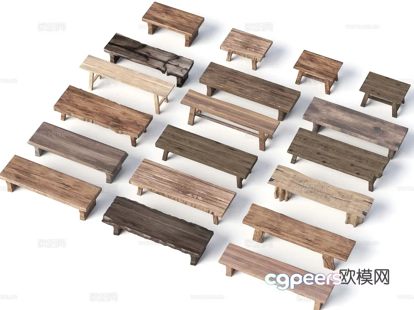 Log stool bench bar stool low stool 3D model