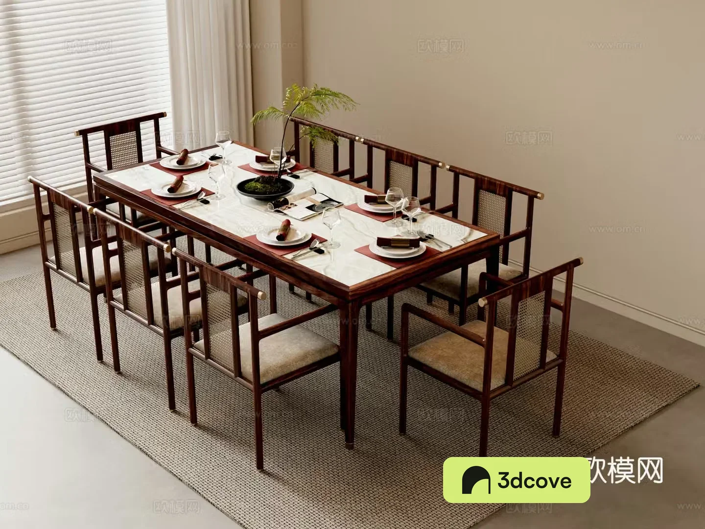 New Chinese style dining table and chairs mahogany furniture