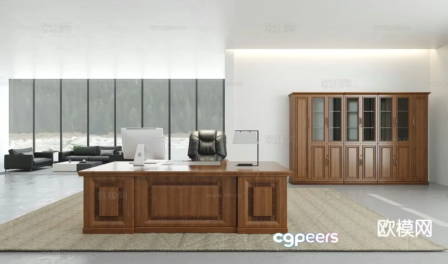 Executive desk executive desk file cabinet president desk 3d model