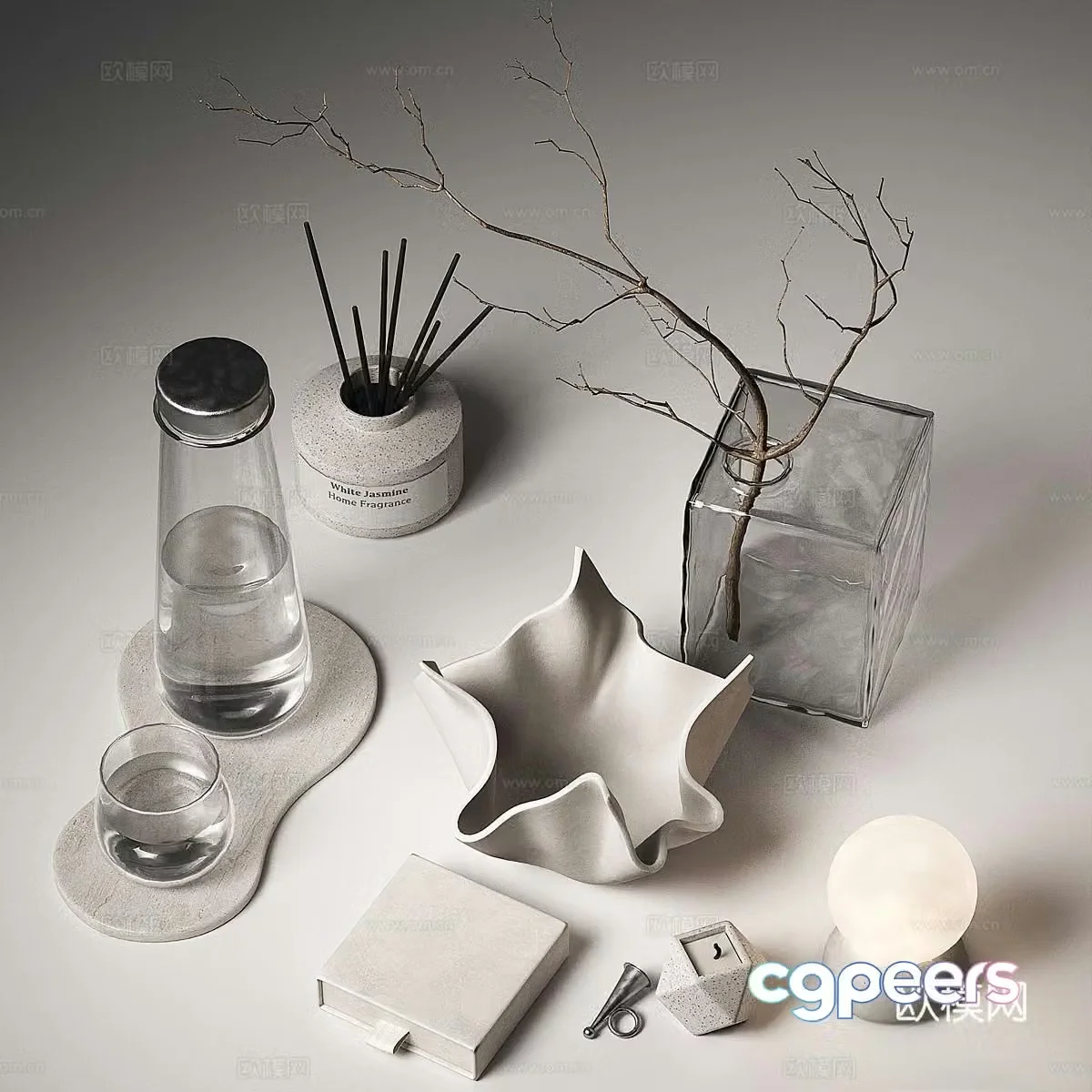 Modern decoration ornament combination Wasabi wind decoration Wasabi wind ornament Vase ornament Desktop 3D model