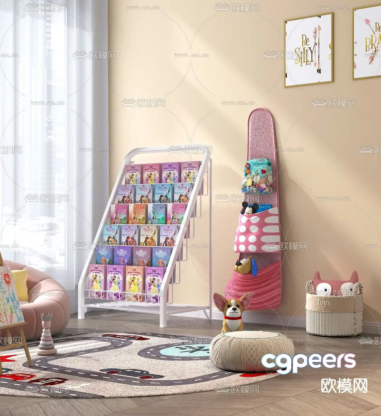 Children’s cabinet book rack magazine rack hanging ornaments 3D model