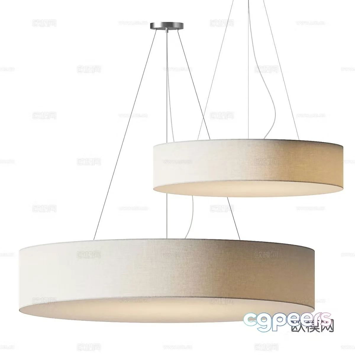 New Chinese style round fabric decorative chandelier 3D model