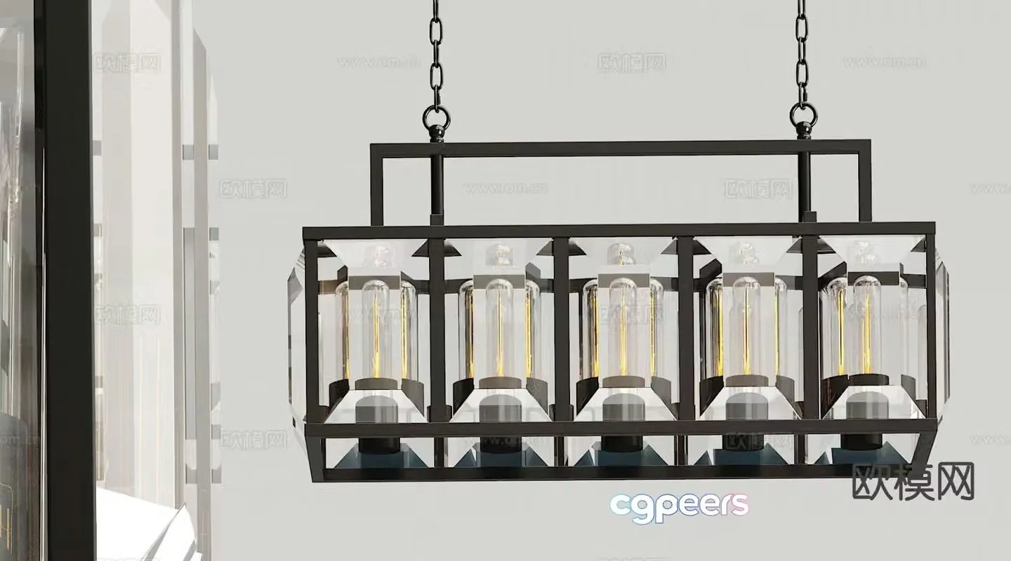 Industrial style chandelier wrought iron chandelier 3d model
