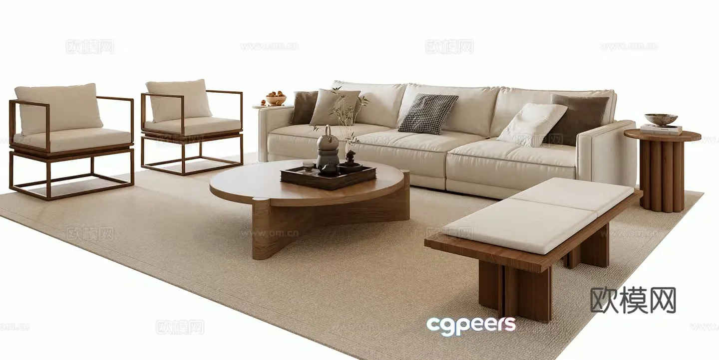 New Chinese style combination sofa 3D model
