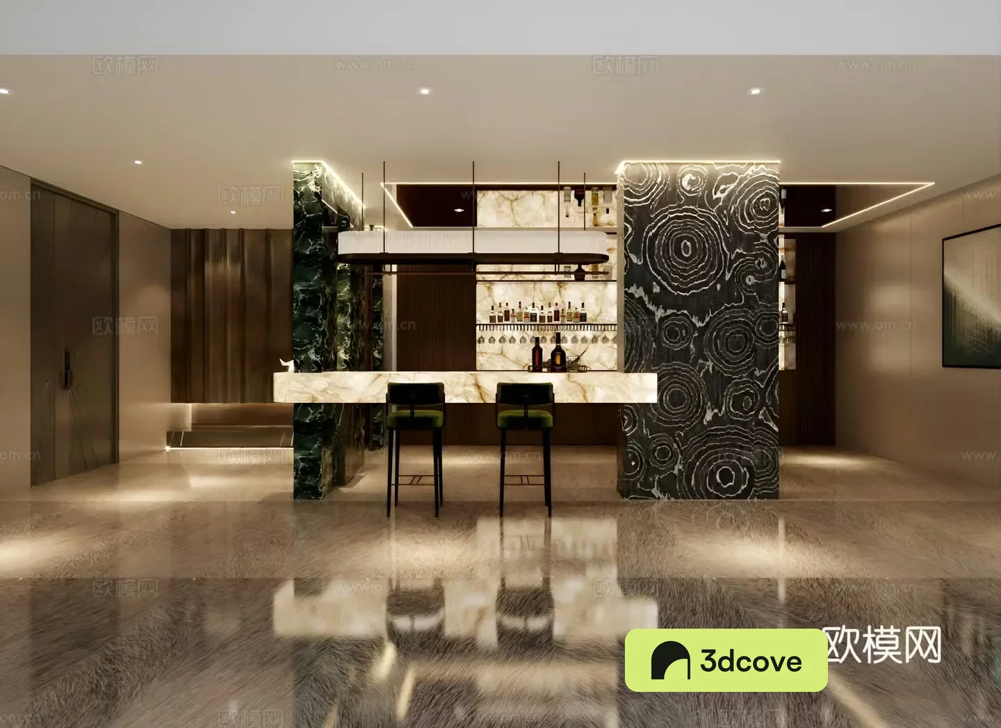 Italian light luxury wine cellar Italian light luxury bar luminous stone bar