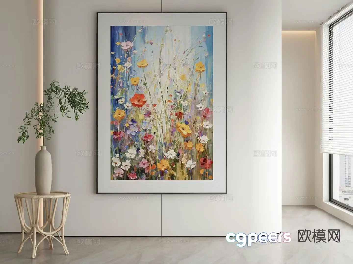 Modern art painting texture painting decorative painting 3d model