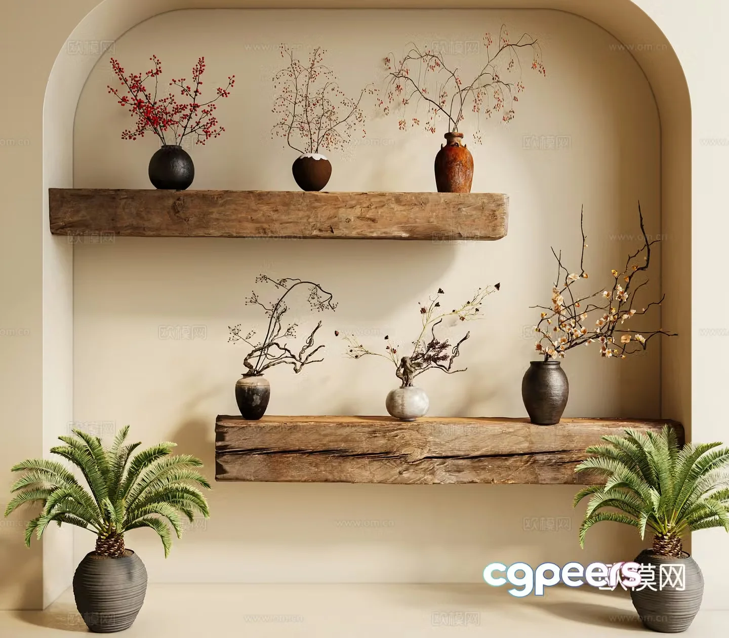 New Chinese style vase floral arrangement flower arrangement 3d model
