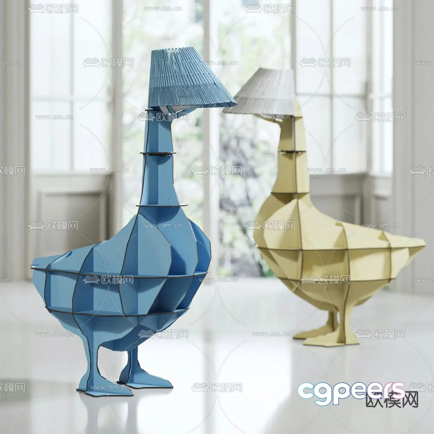 Cartoon bookcase animal bookshelf 3d model
