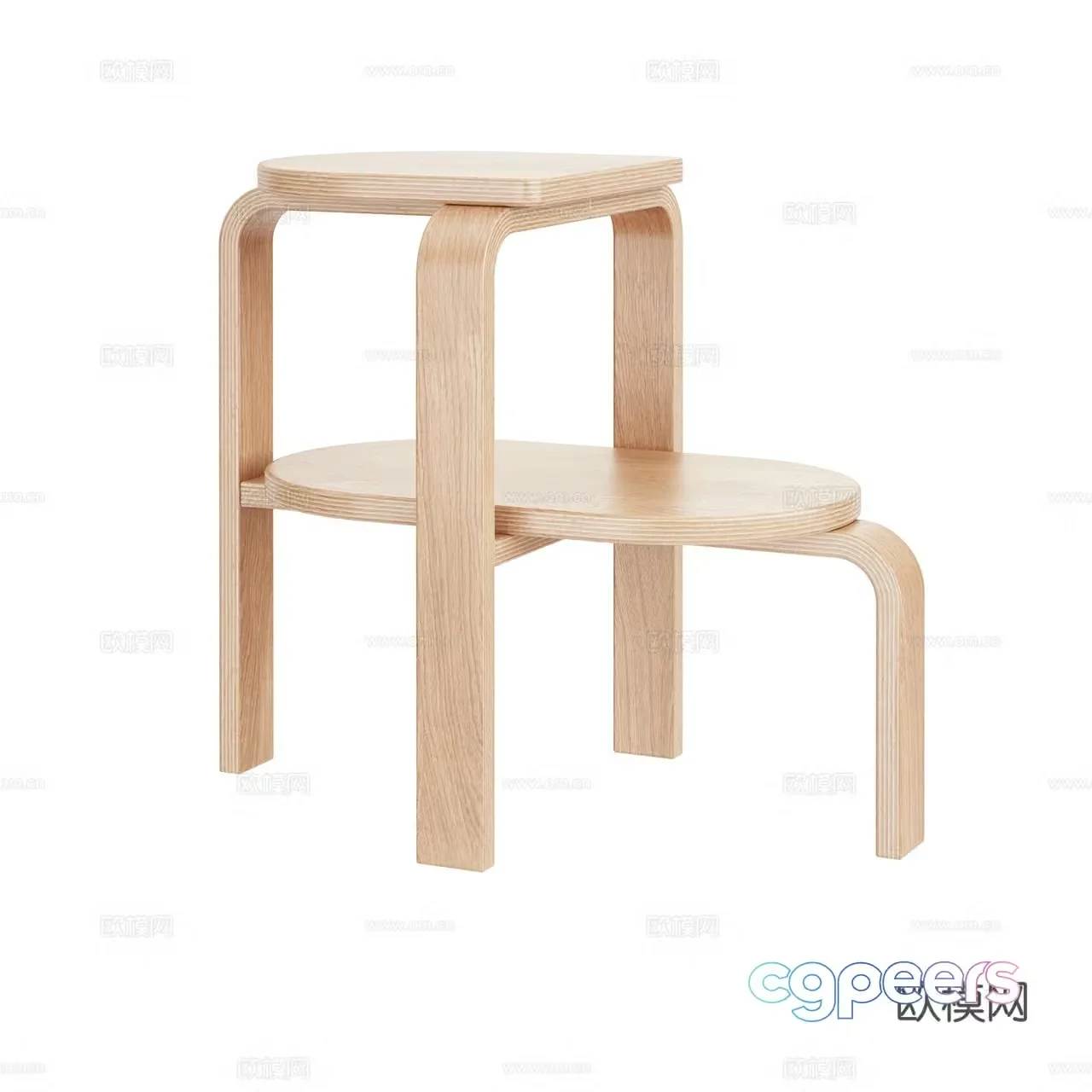 Case Nordic stool oak stool footstool dining chair stool step stool wooden stool 3d model